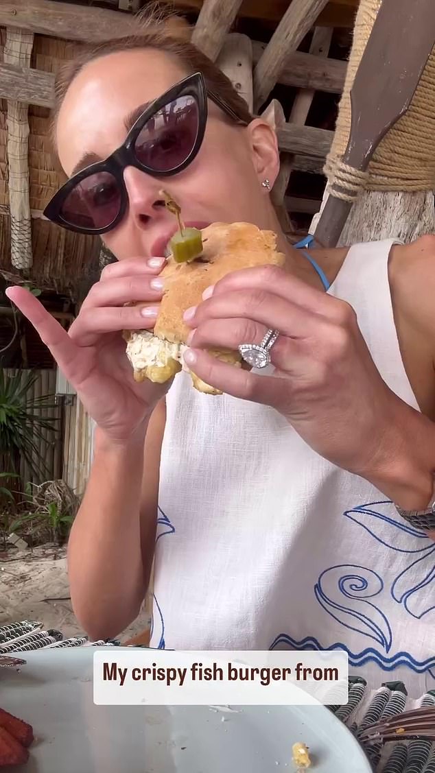 After her swim, Rebecca had a delicious crispy fish burger for lunch before having a one-hour massage and drinking ginger tea.