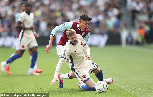 Midfielder Alvarez was shown a yellow card after fouling Cole Palmer early in the second half.