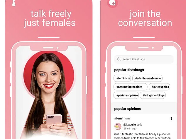 Ms Grover said she remains committed to creating a women-only app that excludes transgender women (pictured: the Giggle app)