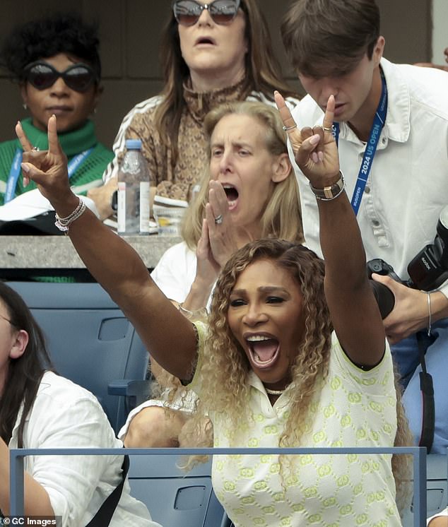 Serena got going and was seen clapping and jumping throughout the match as she cheered on the players.