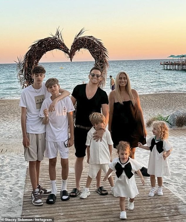 The TV presenter, 34, and the former EastEnders actor, 42, share Rex, five, Rose, two, and Belle, 18 months. Stacey also has Leighton, 12, and Zachary, 16, and Joe has Harry, 16, from previous relationships.