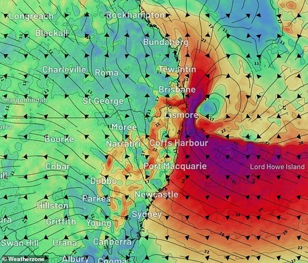 Strong winds and rain will especially affect southeast Queensland and northeast New South Wales.