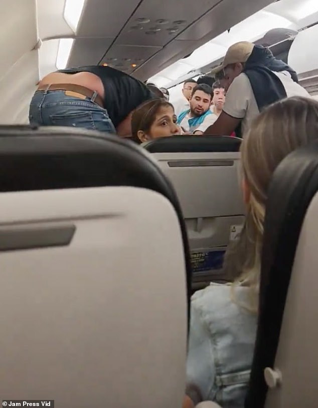 A flight attendant is heard trying to calm passengers over the intercom as the plane shakes in strong winds. The horror scenes were filmed on Avianca Airlines flight 8586