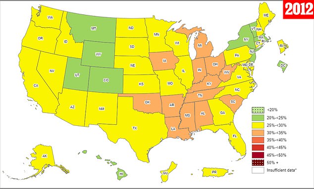 The obesity rate in the United States has increased compared to a decade ago, when no state had an obesity rate above 35 percent. The CDC says it is a 