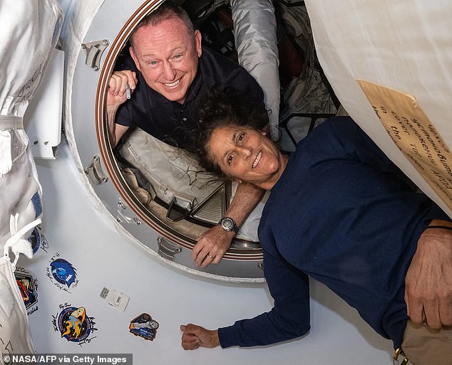 Buth Wilmore and Suni Williams (pictured together) have been stranded on the ISS since June 6, when they arrived on a Boeing jet for what was supposed to be a week-long stay. But the Starliner is now set to return to Earth without them after suffering thruster problems and helium leaks.