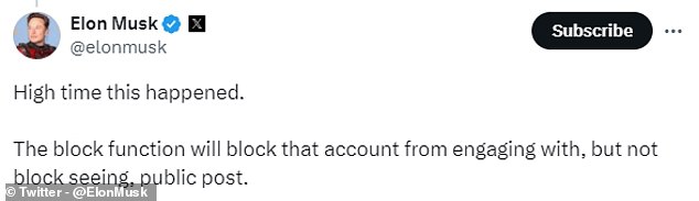 Musk has confirmed that accounts you've blocked will be able to see your posts, even if they're logged in.