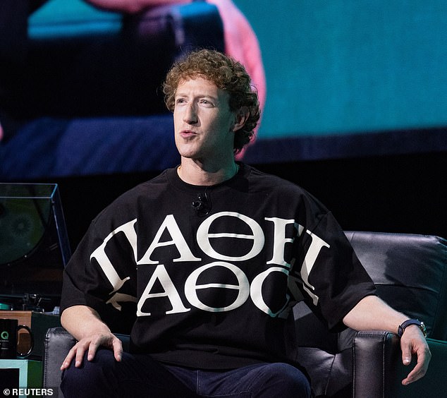 Earlier this month, Zuckerberg was spotted wearing a De Bethune DB25 Starry Varius wristwatch and a custom T-shirt he designed himself while recording a podcast (pictured).