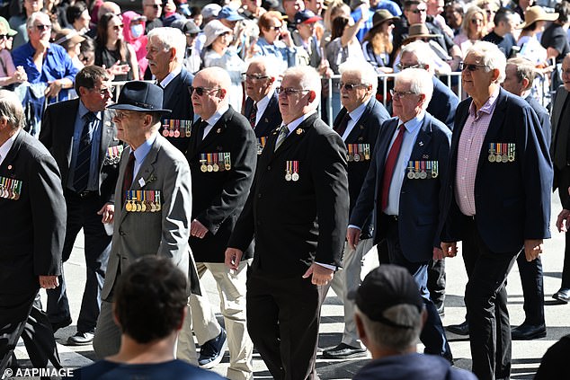 Vietnam War veterans march on Anzac Day on April 25, 2024