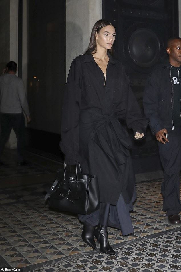 The Italian model, 26, who attended Balenciaga's Spring/Summer 2025 womenswear show earlier in the day, looked incredible in the ensemble which featured a plunging neckline and bow detail at the waist.