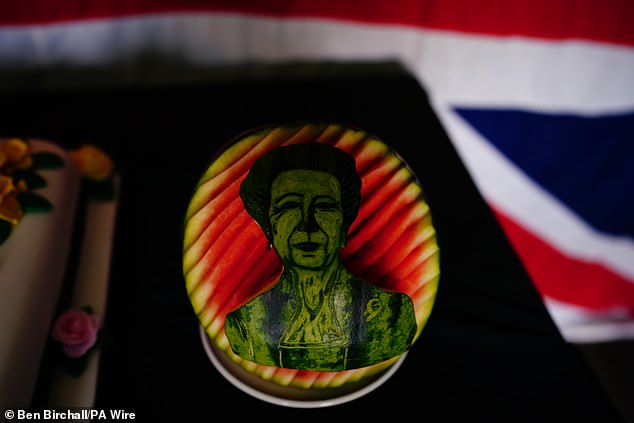 The talented chefs also carved a portrait of Princess Anne into a watermelon.