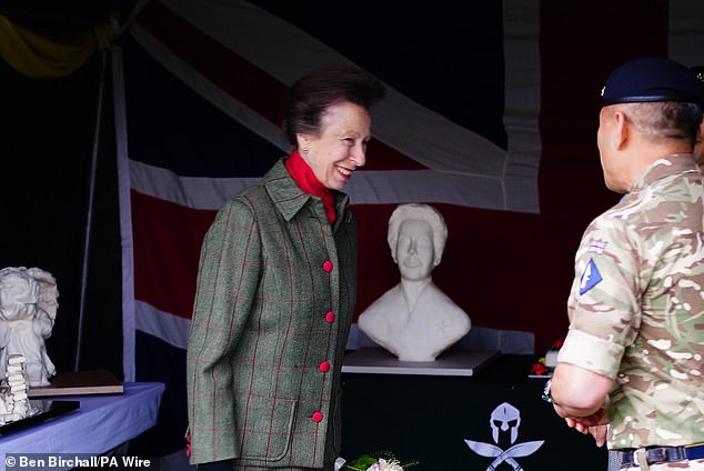 The royal met with a chef from the regiment, who presented him with a bust of himself made with icing sugar.