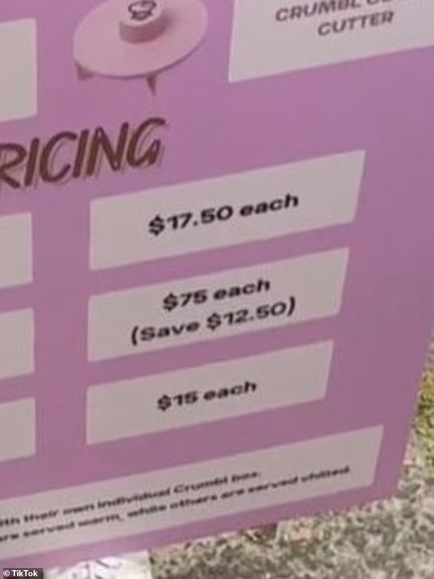 Many customers were surprised to see the cookies selling for $17.50 each, even though the same cookies were sold in packs of four for $21 Australian dollars in the US.