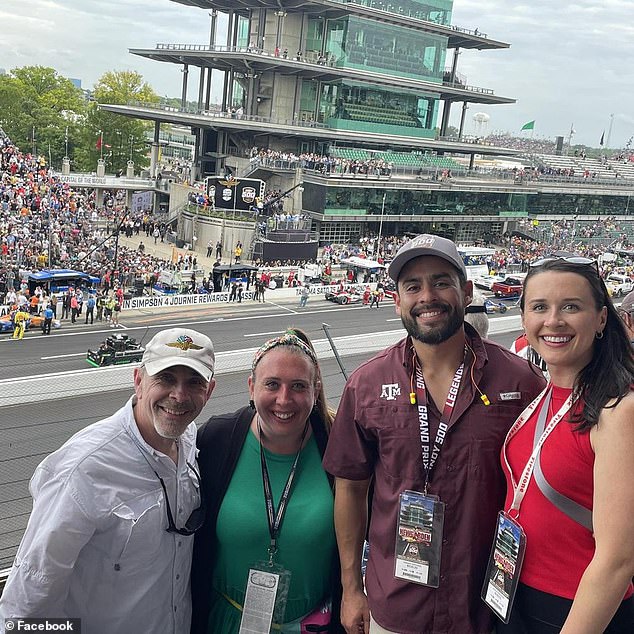 At one point, Jones became stuck in knee-deep mud and had a close encounter with a backhoe before returning to Interstate 26 on foot with a reflective stake to avoid being hit by a car. PICTURED: From left to right David Jones, Ava Jones, Daniel Márquez and Elizabeth Márquez