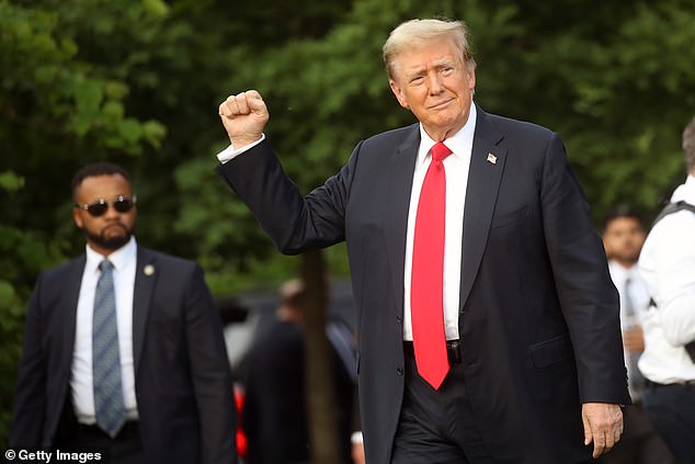 Former President Donald Trump arrives at a rally in the historic South Bronx Democratic district on May 23, 2024 in New York City, home to a large Latino community.