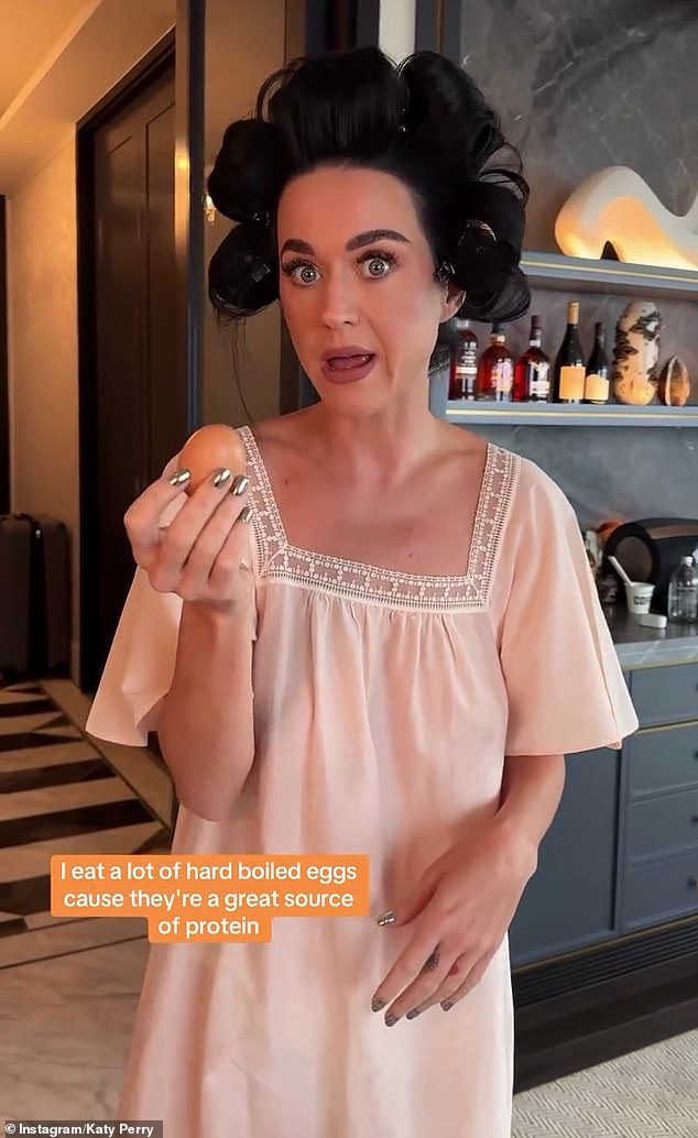 In an Instagram video, the American pop star, 39, revealed that she consumed several eggs.