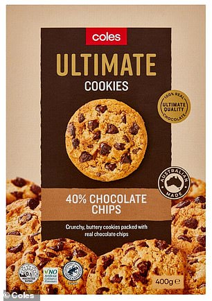 Coles also took second place for its 40 per cent chocolate chip cookies ($5).