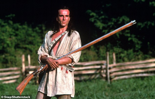 The towering cliffs and spectacular views were brought to life in The Last of the Mohicans in 1992. Pictured is actor Daniel Day-Lewis.