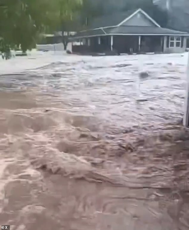 A man in Tennessee posted a terrifying first-hand view of what the terrain looked like when the Nolichucky River passed the dam.