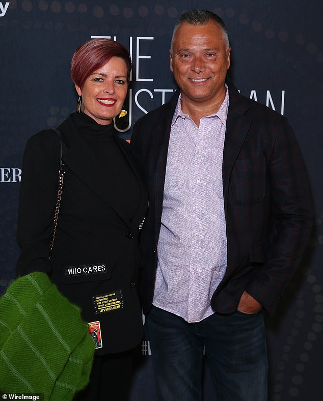 Stan Grant (pictured with wife Tracy Holmes) sensationally resigned as presenter of ABC's flagship show Q+A last year after claiming the national broadcaster had failed to support him when he was the subject of racial attacks online.