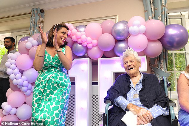 The global average life expectancy is forecast to increase to around 78.1 years in 2050. Pictured, Ethel Caterham celebrates her 115th birthday in August.