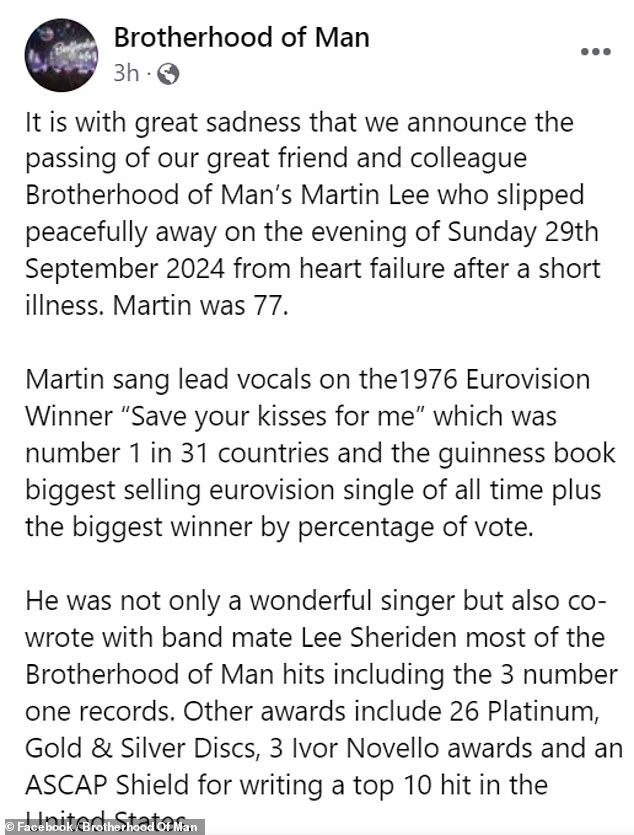 1727790980 667 Eurovision legend Martin Lee dies aged 77 as tributes pour