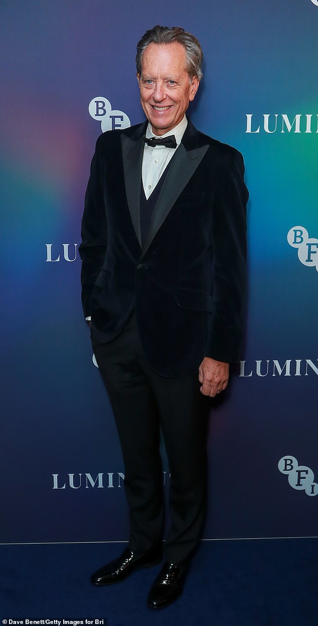 Richard E. Grant, 67, was also present and looked dapper in a classic black tuxedo that he layered over crisp white shorts and a dickie bow.