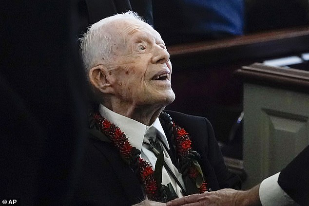 Jimmy Carter was last seen in public in November at his wife Rosalynn's funeral.