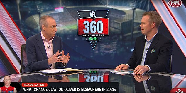 Robinson was not present at Monday night's AFL 360, with Jack Riewold (right) stepping in.