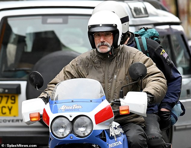 He made sure to put safety first by wearing a helmet.