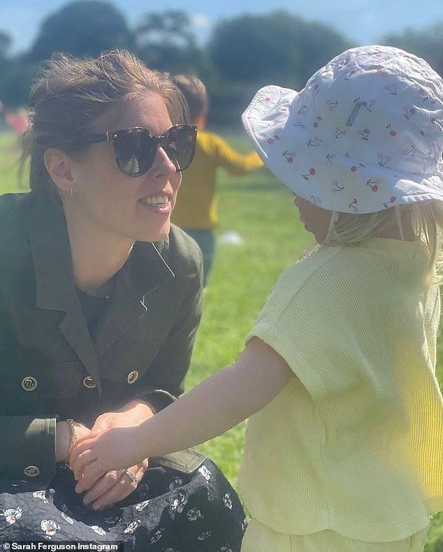 Celebrating the news, which was shared by Buckingham Palace, the Duchess of York, or Fergie as she is affectionately known, posted several photos of Beatrice and her granddaughter Sienna on her social media account.