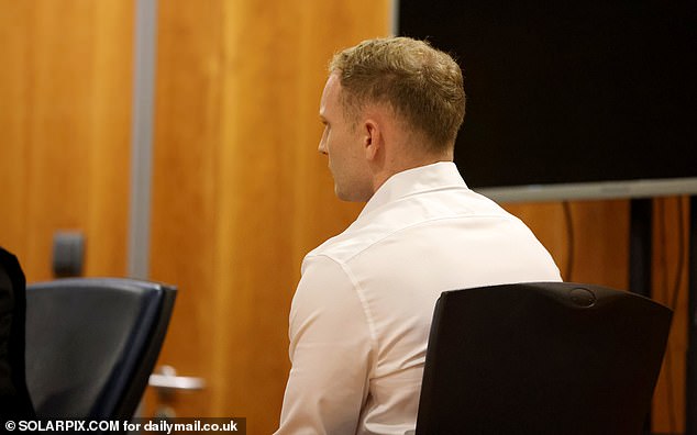 Lewis Briggs, 24, hung his head as he was found guilty of jumping out of his Mercedes and fatally stabbing his victim 