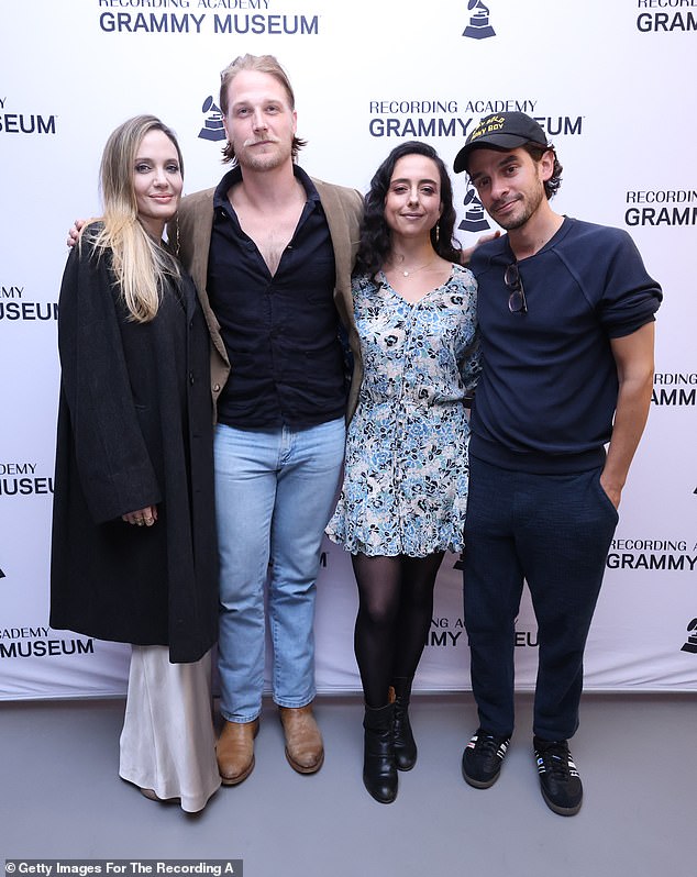 From left, Jolie, Zach Chance, Danya Taymor and Justin Levine at A New York Evening With The Outsiders at The Greene Space in New York on September 30.