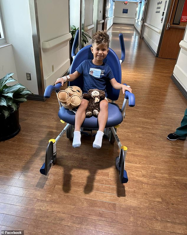 Ernesto's parents shared images of the boy after his miraculous recovery, including this smiling photo as he left the hospital, as they said he is 