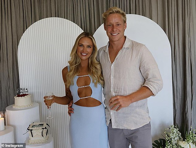 Isaac Heeney (pictured with partner Steffie Waters) has received criticism for his tame performance in the AFL grand final against Brisbane.