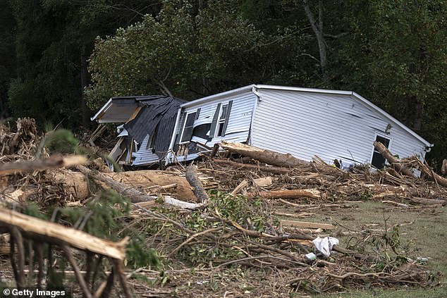 A home destroyed after Hurricane Helene on September 30, near Black Mountain, North Carolina.