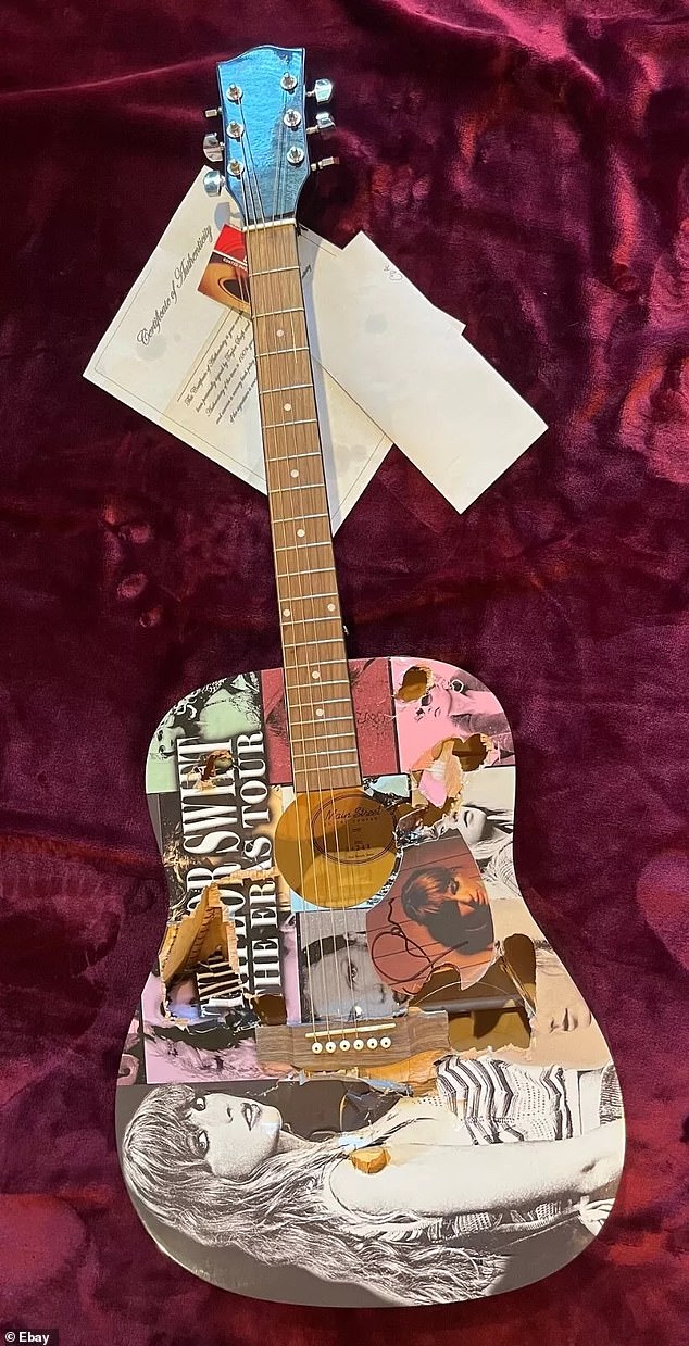 An alleged listing of the destroyed Taylor Swift guitar has appeared on Ebay. The authenticity of the guitar has been heavily questioned after a source close to his merchandising company confirmed to Variety.