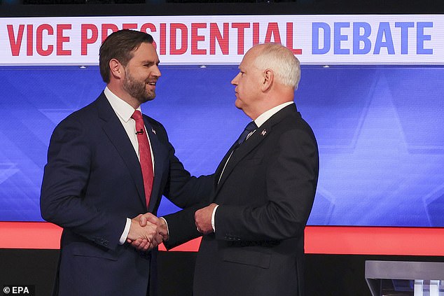 Judi James told DailyMail.com that the debate could be summed up at the end, when Vance and Walz tried to shake hands in a 