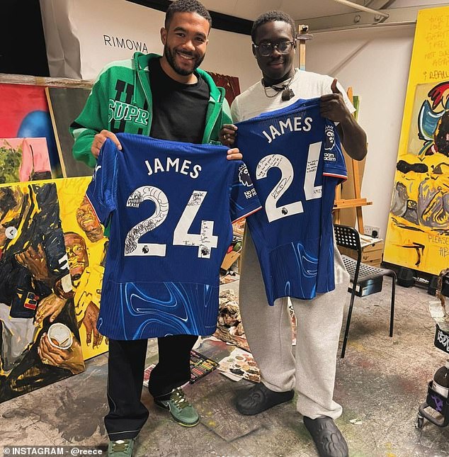 The defender shared a photo with designer Olaolu Slawn during his update to fans.