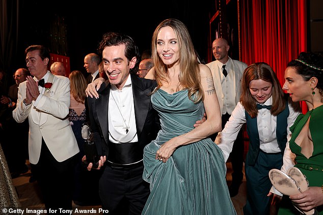 It has been claimed that the Maleficent star has been dating another man, Broadway composer Justin Levine; Pictured at this year's Tony Awards.