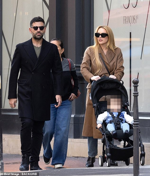 Pushing her baby Luai in her stroller, the star joined her husband Bader Shammas as they concluded their stay in the French capital.