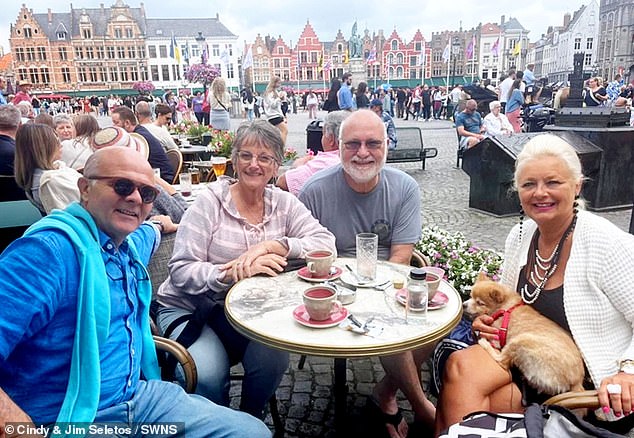 Passengers Cindy and Jim Seletos (center) with Geert and Catherine Benoot in Belgium