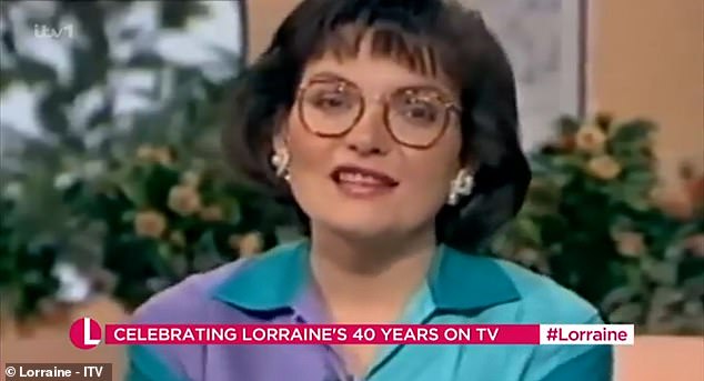 Lorraine was seen a few years later sporting an '80s poofy hairstyle with wide-rimmed circular glasses and chunky jeweled earrings.