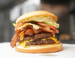 Katja stops at 3 J's Fourways gas station in Natchitoches, where she is tempted by the burgers (pictured), but opts for Renee's famous fried ribs.