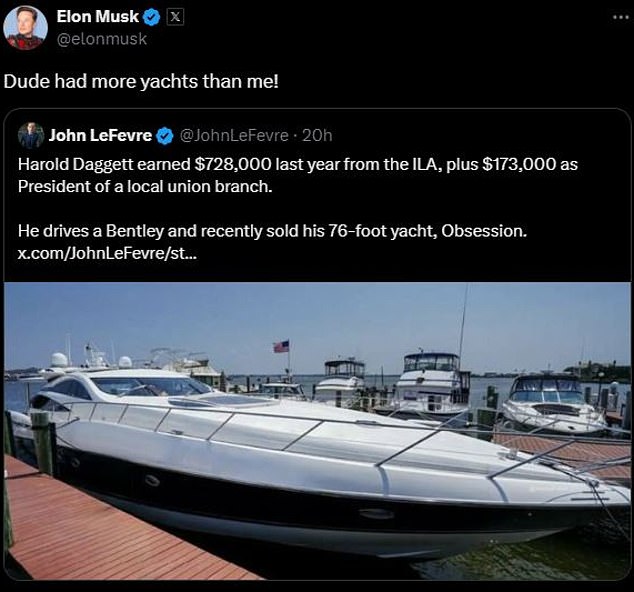 Tech chief Elon Musk and others have highlighted Dagget's lavish lifestyle with luxury cars and a yacht. He previously owned the yacht Obsession and was seen driving around in Bentley's, according to The New York Times.