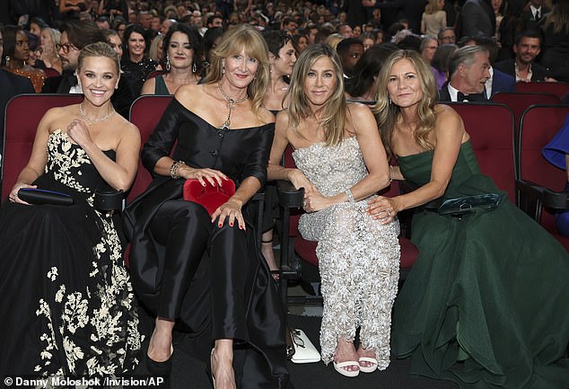 From left: Witherspoon, Laura Dern, Jennifer Aniston and producer Kristin Hahn at the 76th Emmy Awards on September 15 in Los Angeles.