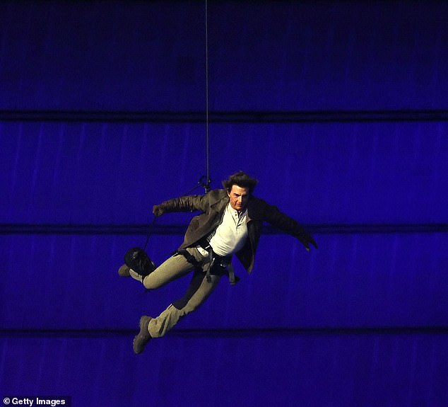 Dad Cruise enters the stadium during the closing ceremony of the Paris 2024 Olympic Games at the Stade de France on August 11.