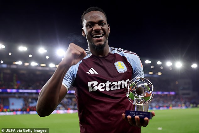 The 20-year-old received the Man of the Match trophy at Villa Park