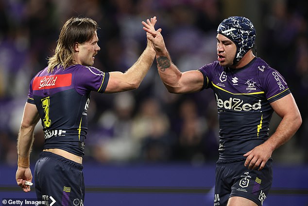 The Storm half (pictured right with teammate Ryan Papenhuyzen) will be a big part of Melbourne's attack in the grand final against Penrith on Sunday.