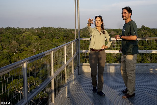 Mary began her trip with a visit to the Adolpho Ducke Forest Reserve near Manaus on Wednesday.