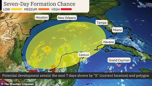 The federal agency also clarified that while there is a zero percent chance that Floridians will experience downpours in the next 48 hours, there is a 30 percent chance in the next seven days.